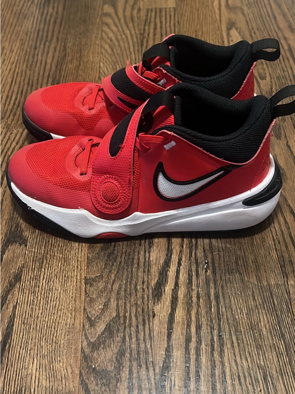 Nike Kids Red and Black Sneakers with Strap